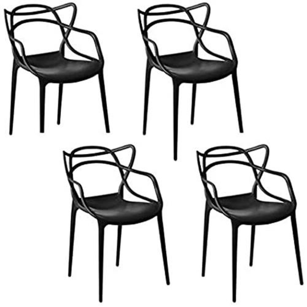 Kit com 4 Cadeiras Allegra Masters 100% Polipropileno Preta