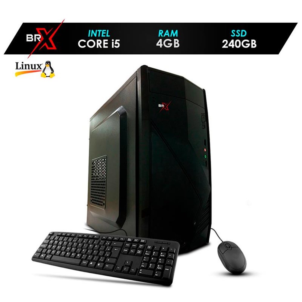 Computador PC Core i5 10400f 4GB 240GB VGA 1GB Linux + Teclado e Mouse - BRX