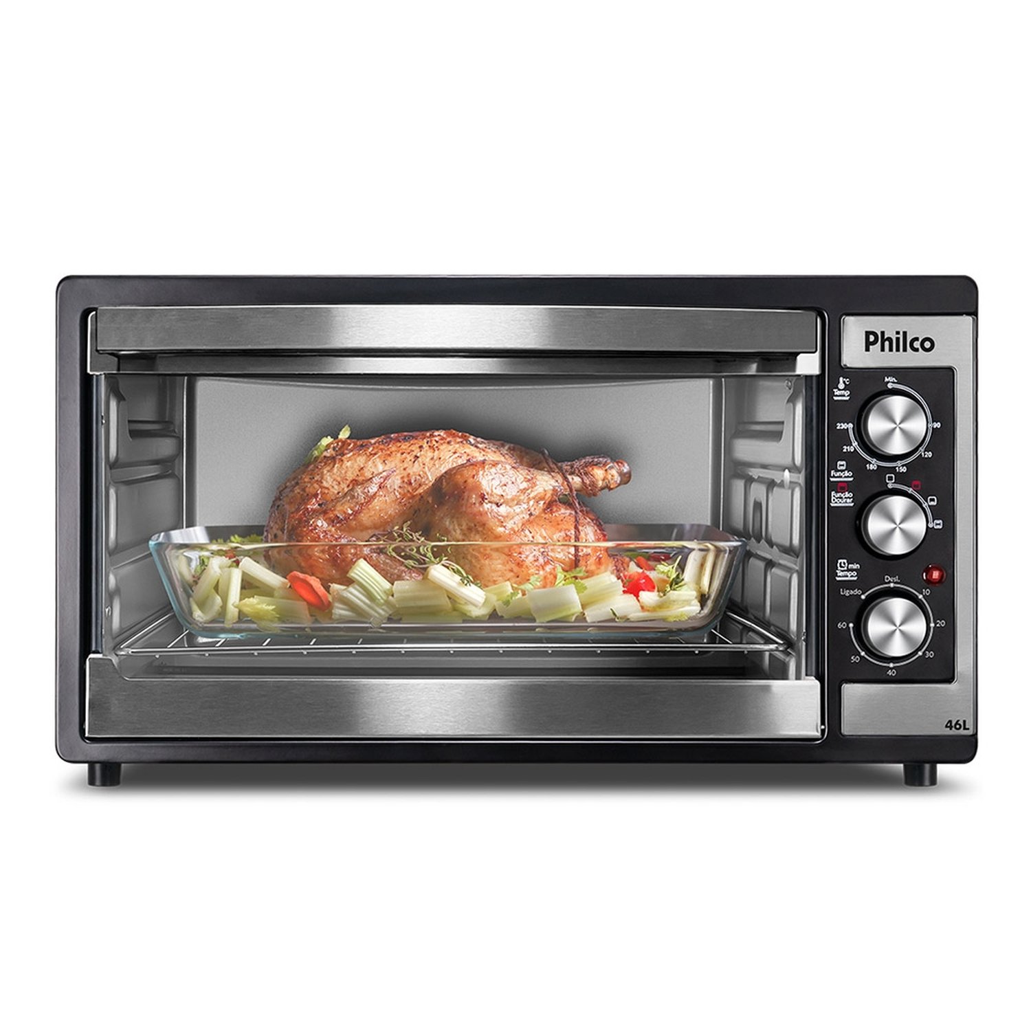 Forno Elétrico de Bancada Philco 46 Litros PFE48IP, 1500W, Timer, Preto/Inox, 110V