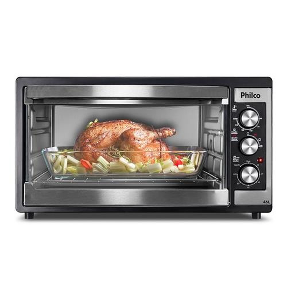 Forno Elétrico de Bancada Philco 46 Litros PFE48IP, 1500W, Timer, Preto/Inox, 220V