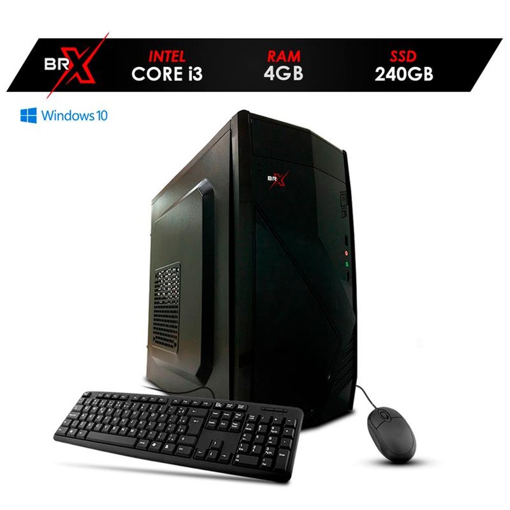 Computador PC Core i3 3240 4GB 240GB Windows 10 + Teclado e Mouse - BRX