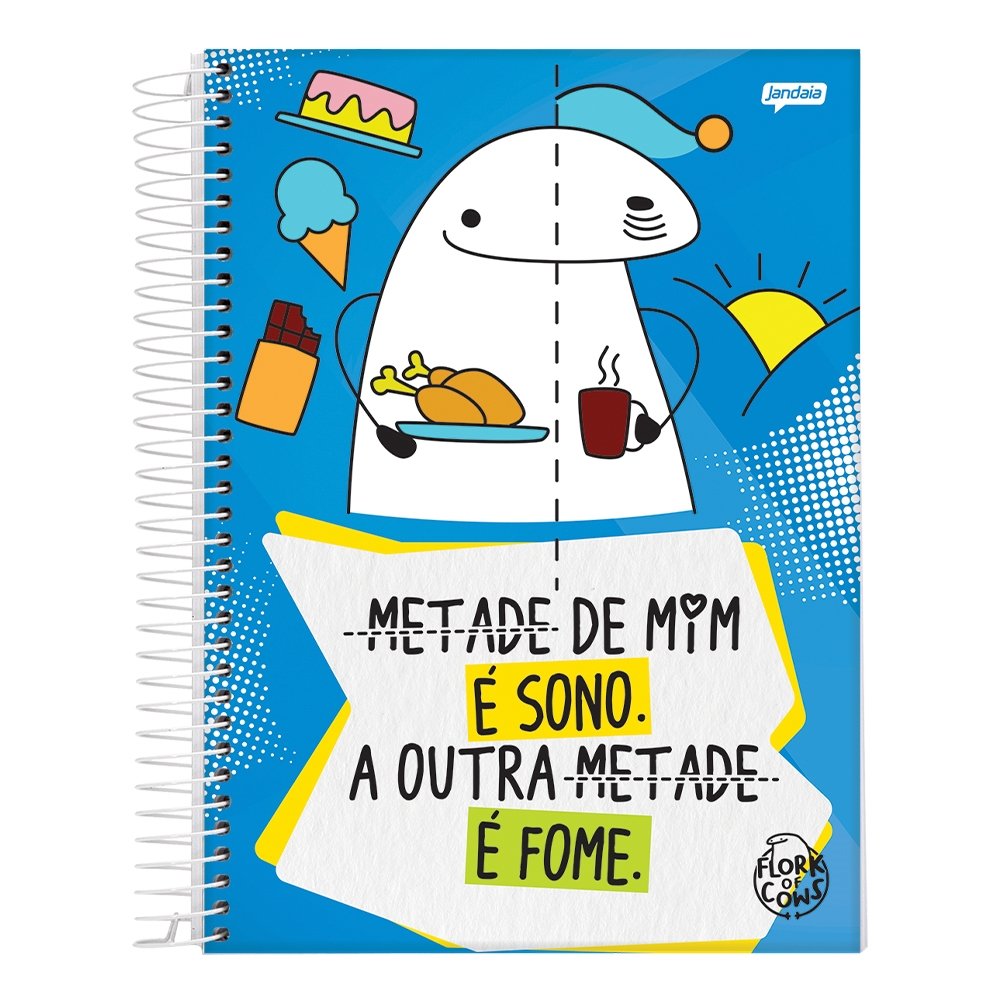 Caderno Espiral Jandaia Universitário Capa Dura Flork 1 Matéria 80 Folhas Embalagem com 4 Unidades