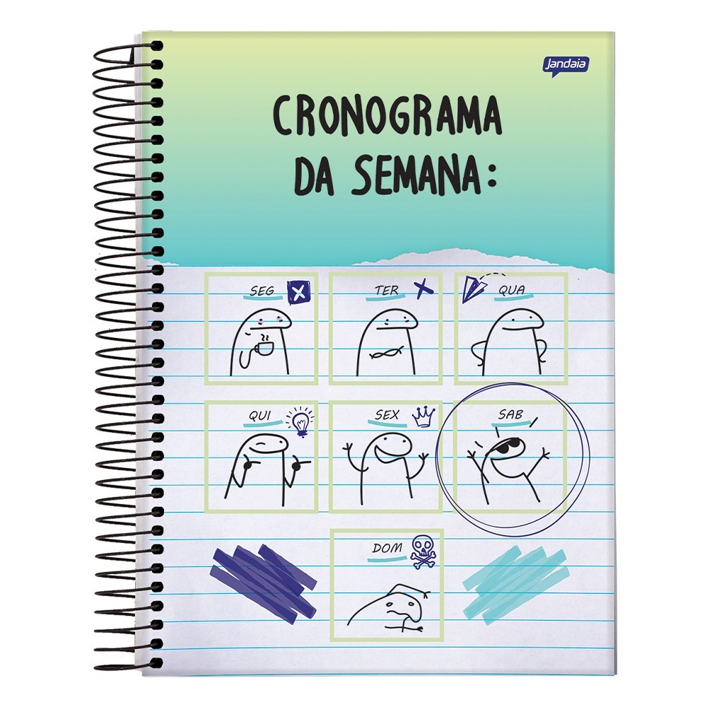 Caderno Espiral Jandaia Universitário Capa Dura Flork 1 Matéria 80 Folhas Embalagem com 4 Unidades