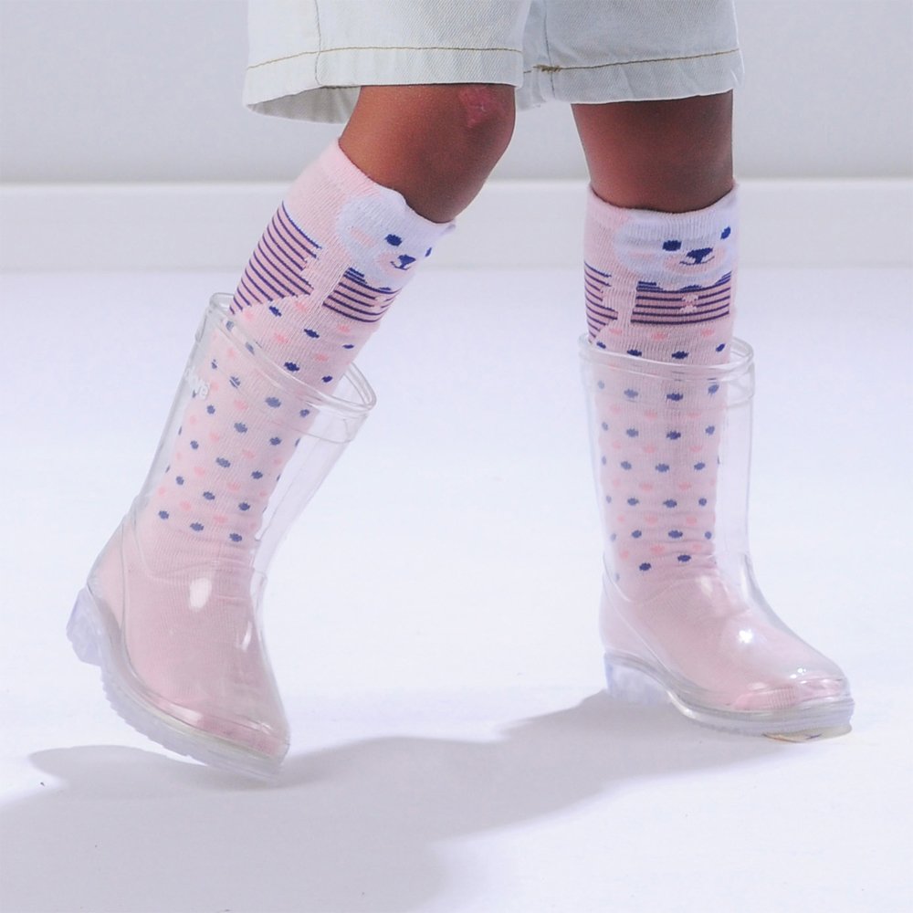 Kit Galocha Infantil Transparente Unissex Pimpolho 6 Pares - Numeração 22 A 33