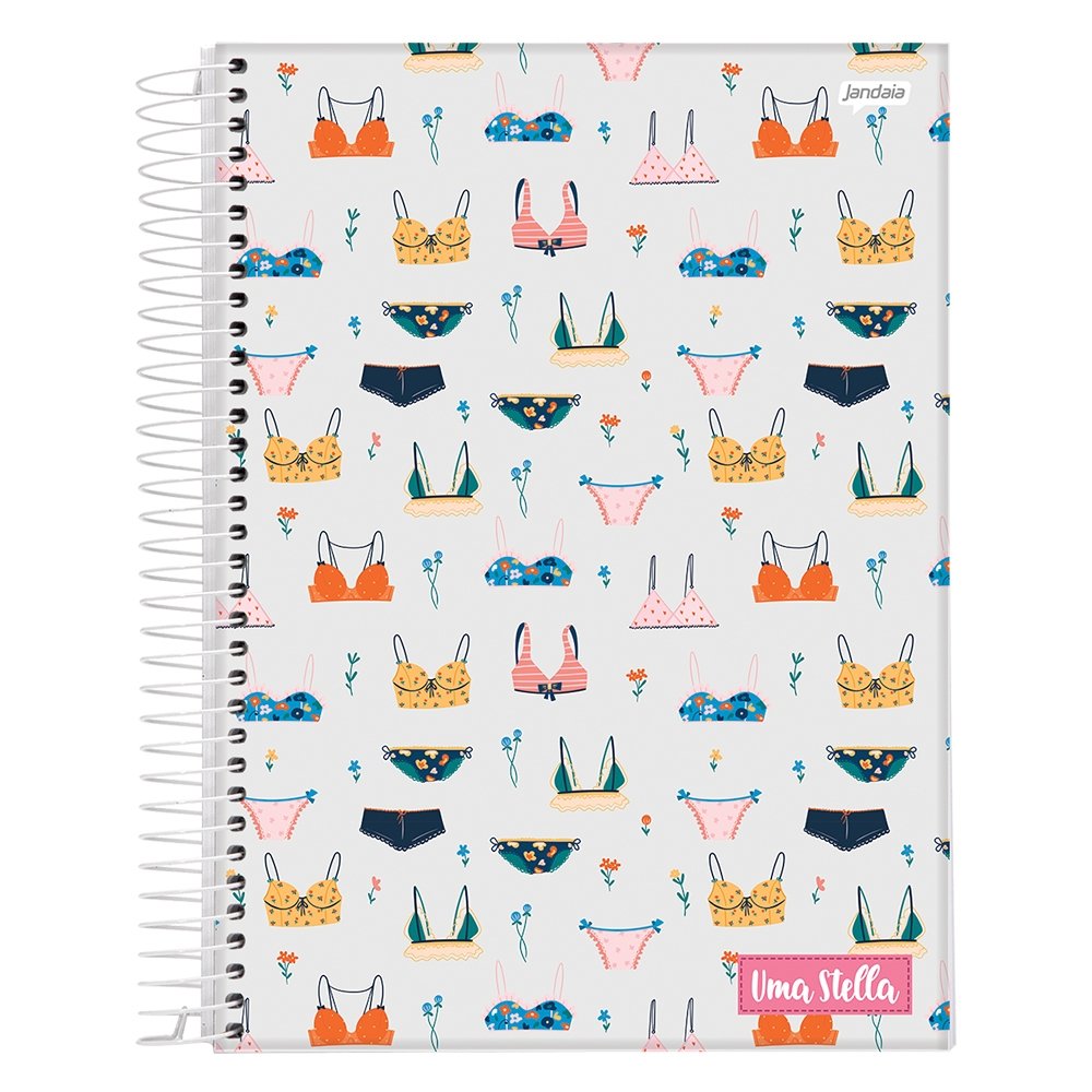 Caderno Espiral Jandáia Universitário Capa Dura, 12 Matérias, Stella, 192 Folhas - Embalagem com 4 Unidades