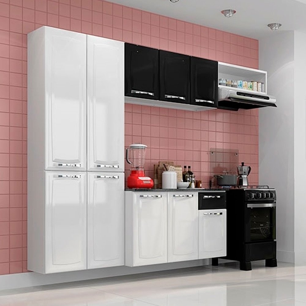 Cozinha Itatiaia Completa Amanda 10 Portas 1 Gaveta Branco/Preto