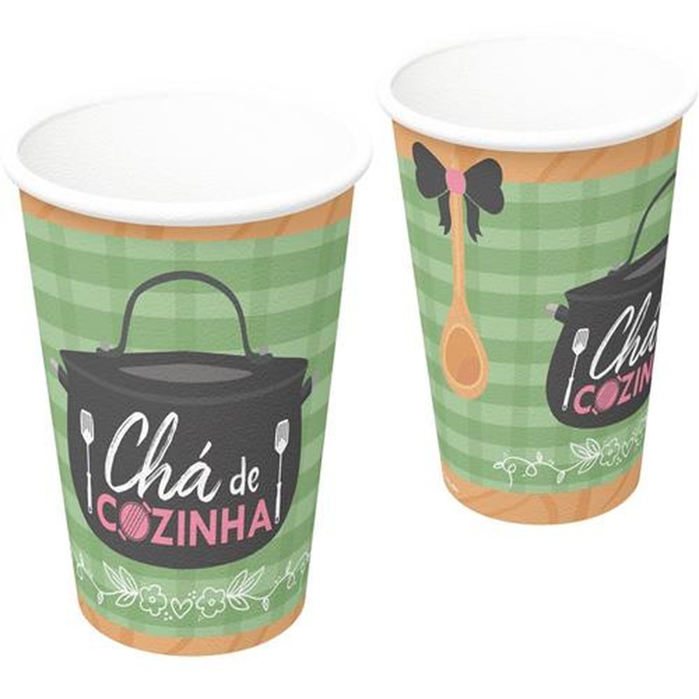 Copo Papel 300Ml Cha De Cozinha - Embalagem com 8 unidades.
