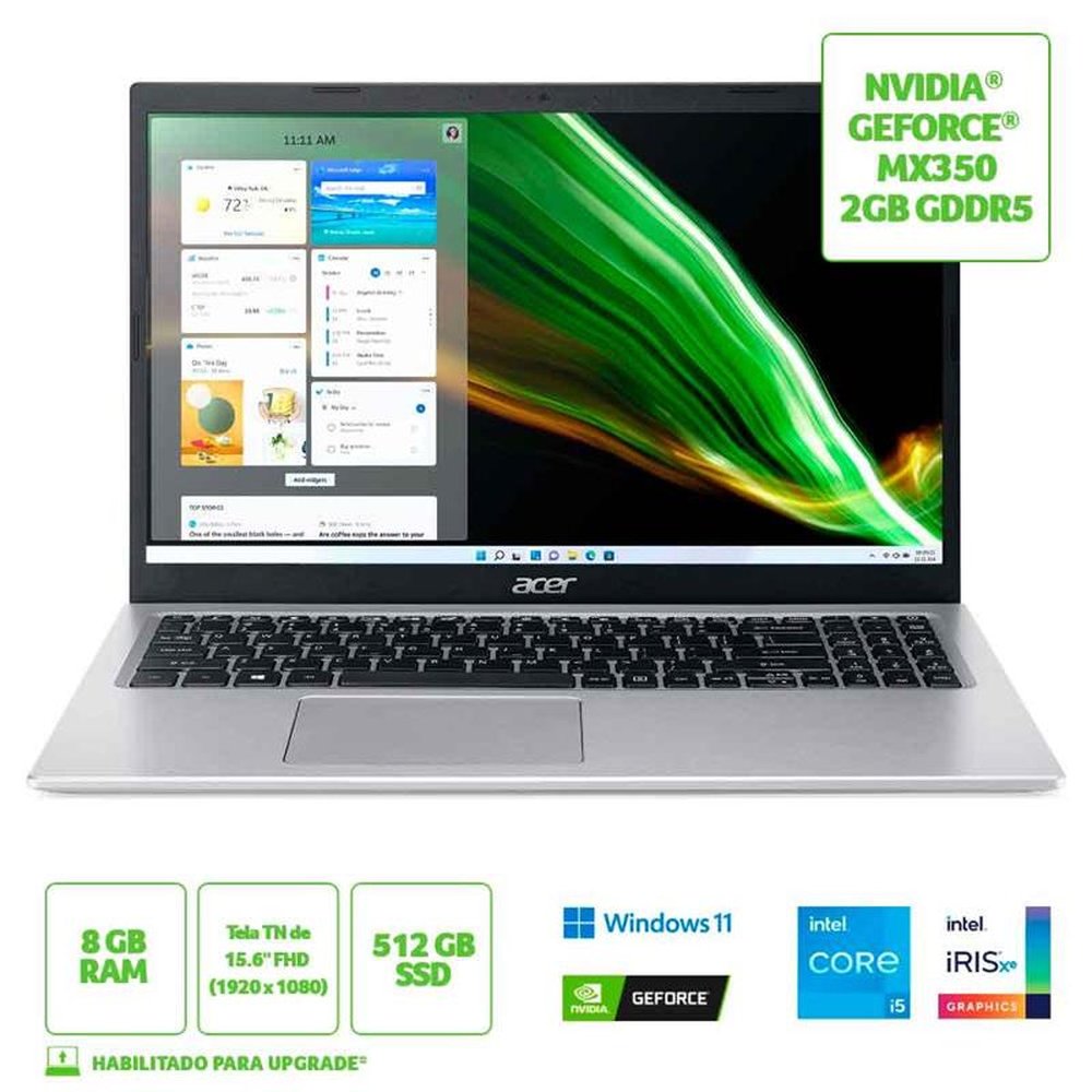 Notebook Acer 15,6" Fhd A515-56g-551p/ I5-1135g7/ 8gb/ 512gb Ssd/ Win 11 Home/ Mx350 2gb