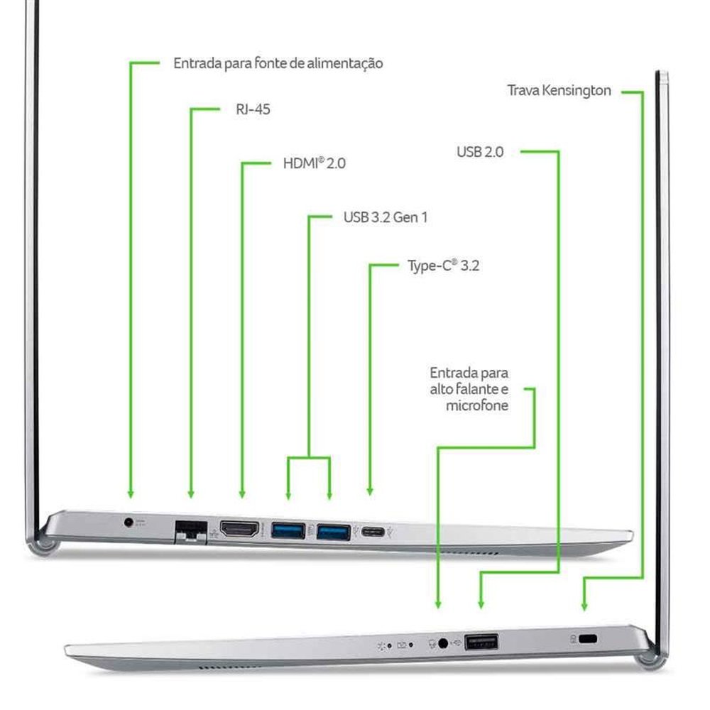 Notebook Acer 15,6" Fhd A515-56g-551p/ I5-1135g7/ 8gb/ 512gb Ssd/ Win 11 Home/ Mx350 2gb