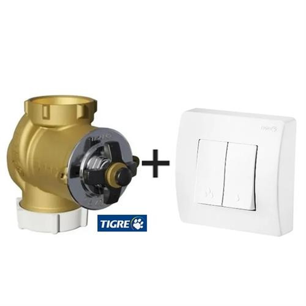 Kit Base Valvula Descarga Tigre 1.1/2 + Acabamento Tigre Branco