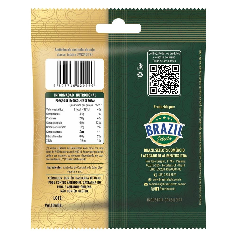 Caixa de Castanha De Caju Torrada e Salgada - Contendo 100 Sachês de 30g