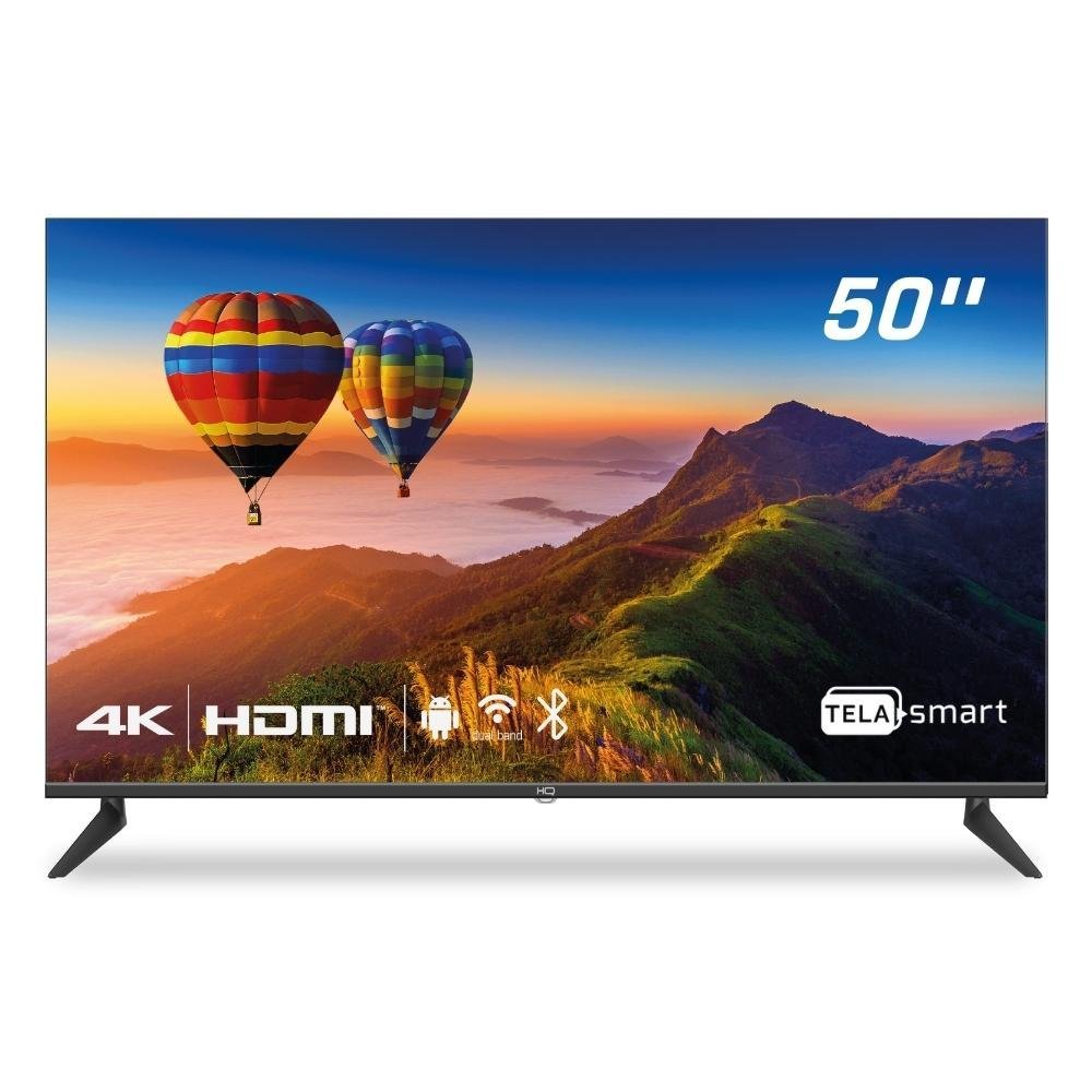 Smart Tv 50" Hq 4K Conversor Digital Externo 3 Hdmi 2 Usb Wi-Fi Android 11 E Design Slim