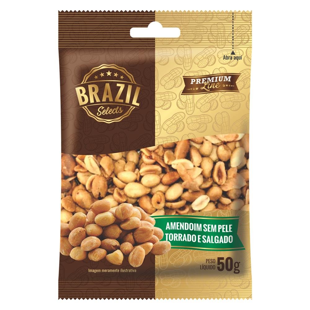 Caixa de Amendoim Torrado e Salgado - Contendo 80 Sachês de 50g