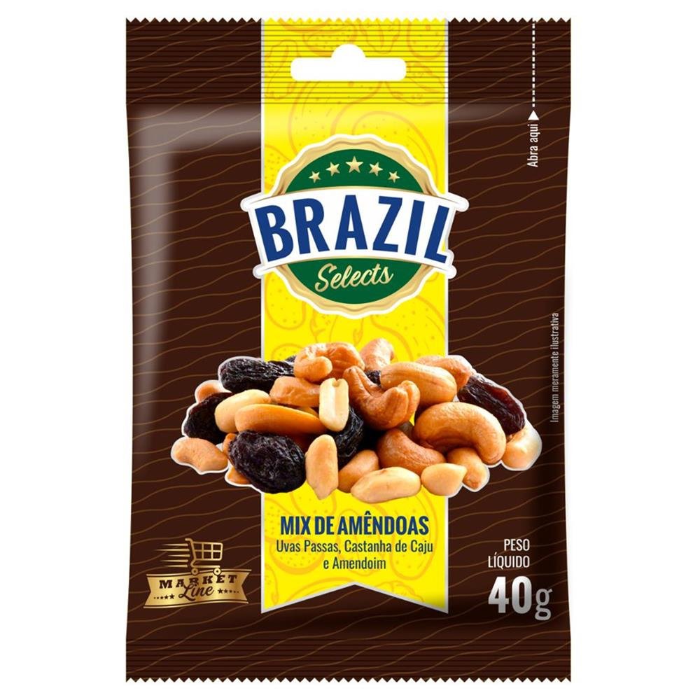 Caixa de Mix Nuts - Castanha De Caju, Amendoim e Uva Passas - Contendo 80 Sachês de 40g