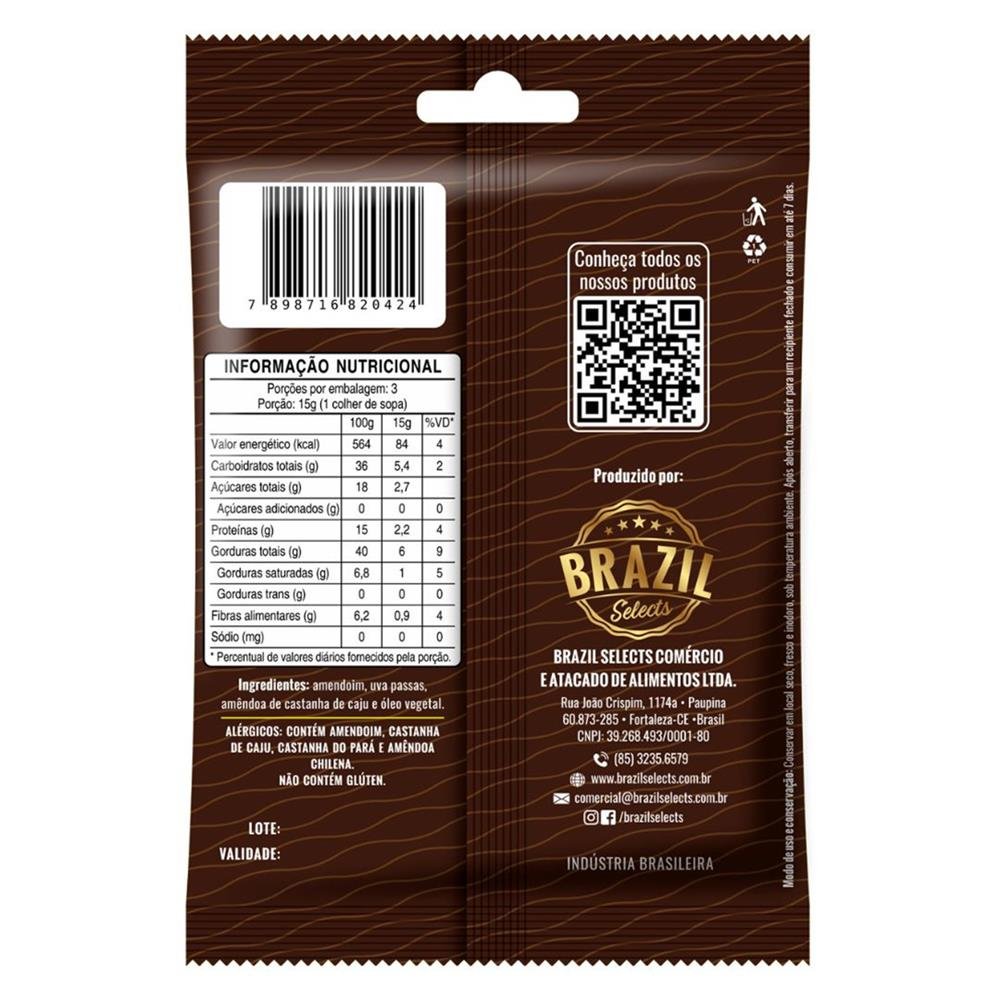 Caixa de Mix Nuts - Castanha De Caju, Amendoim e Uva Passas - Contendo 80 Sachês de 40g