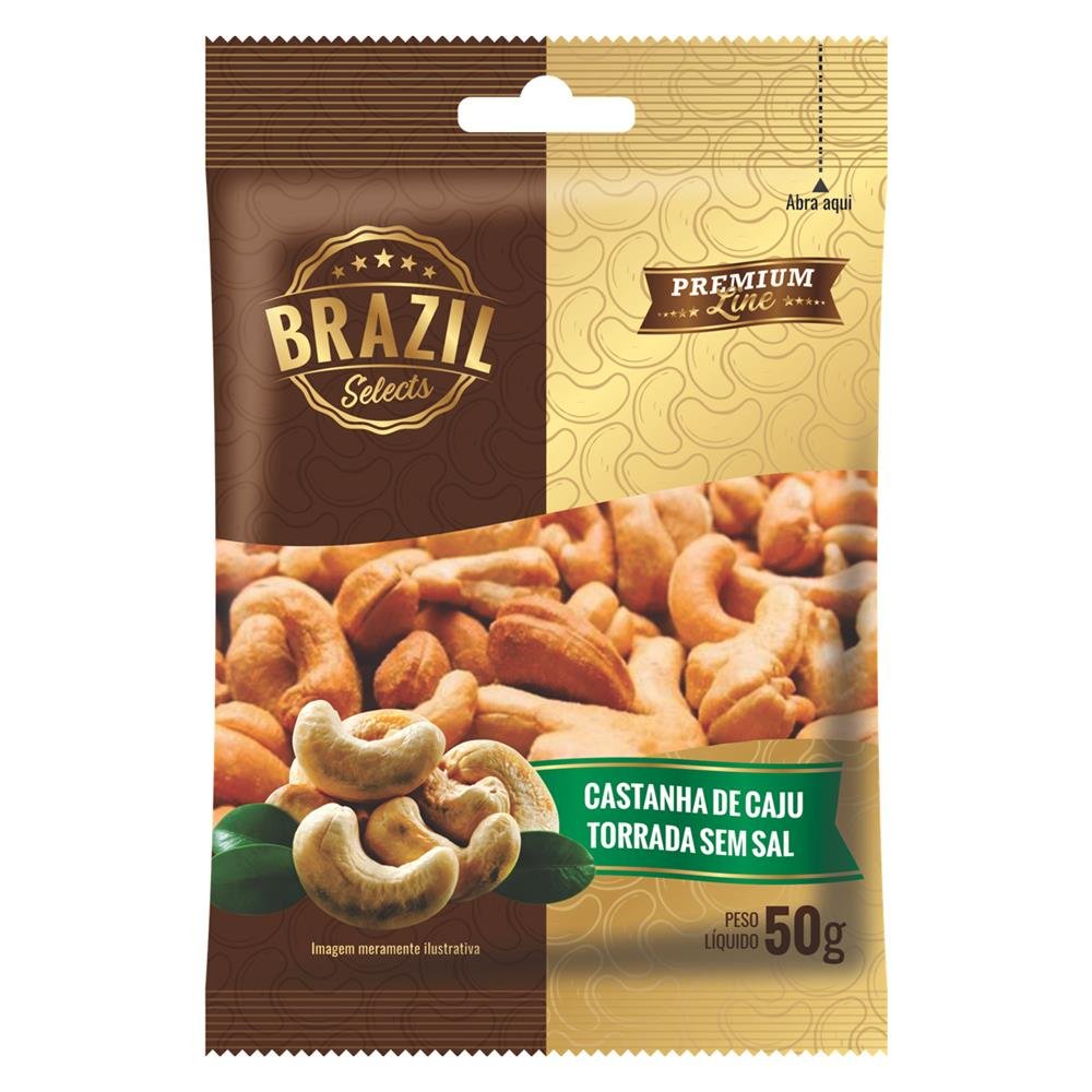Caixa de Castanha de Caju Torrada - Contendo 80 Sachês de 50g