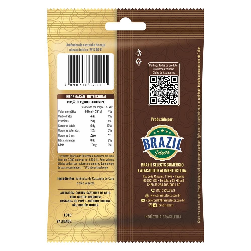 Caixa de Castanha de Caju Torrada - Contendo 80 Sachês de 50g