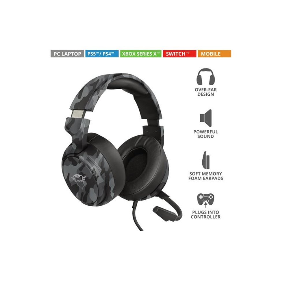Headset Gamer Trust GXT 433K Pylo Mult Camuflado Preto