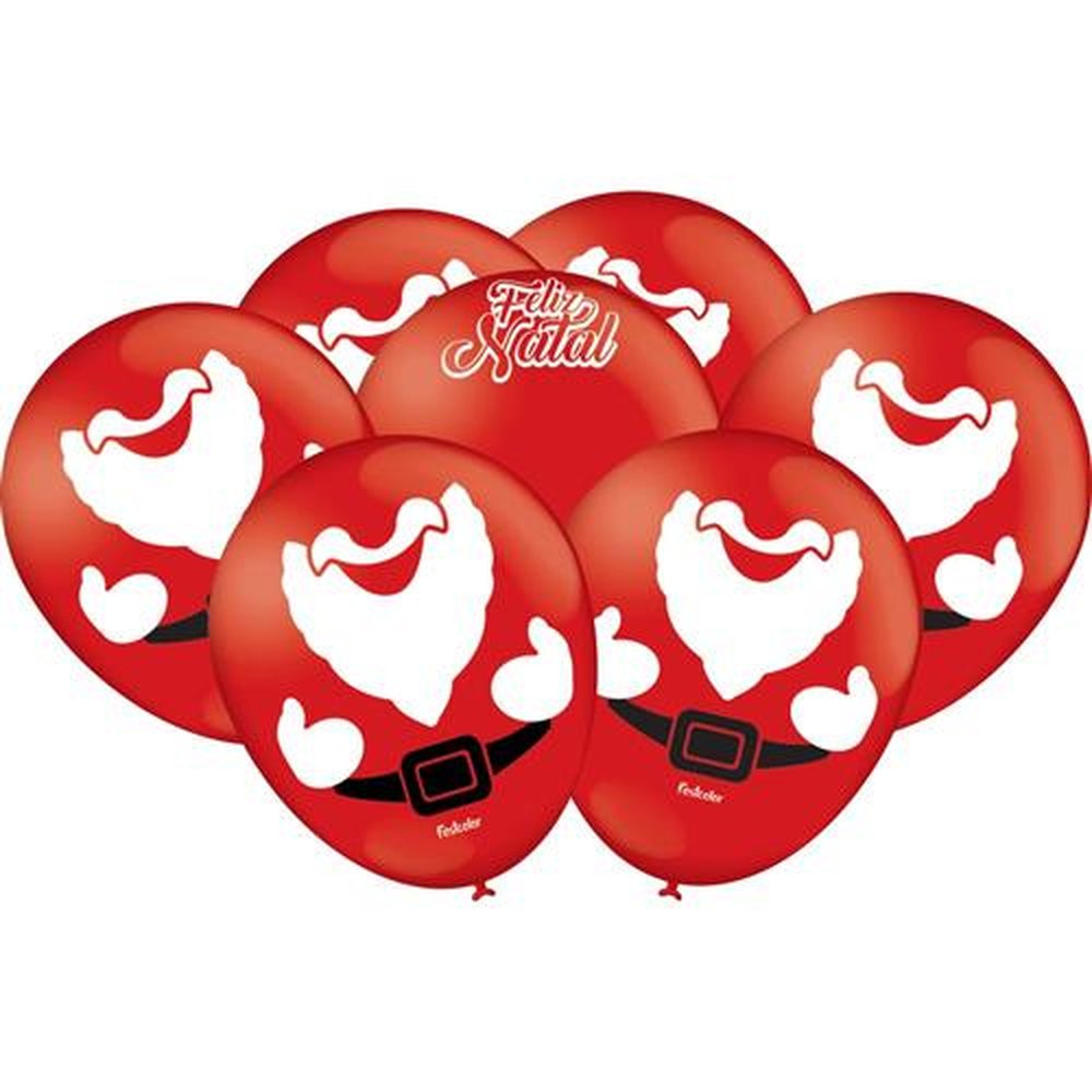 Balao Vermelho Papai Noel Natal - Embalagem com 25 unidades.