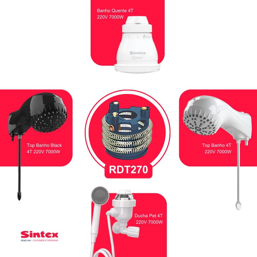 Resistência Chuveiro Elétrico 4t 220v 7000w Sintex - RDT270