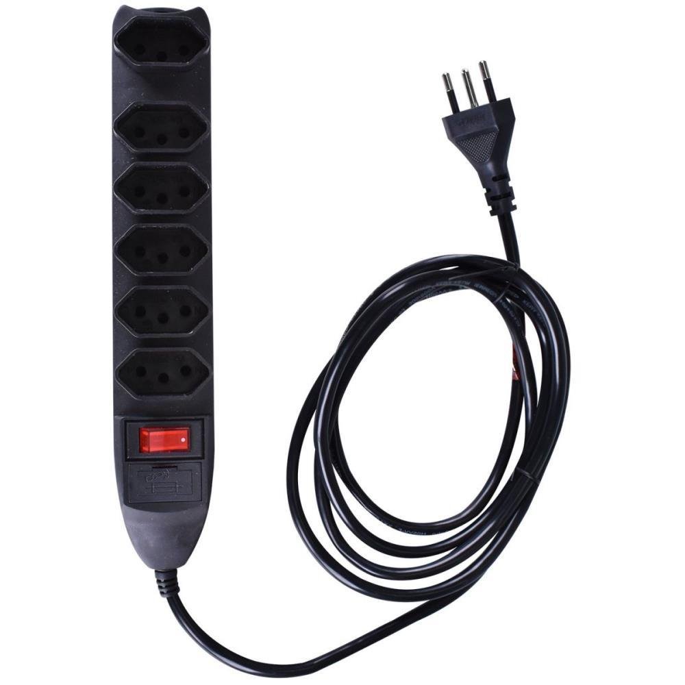 Filtro De Linha 6 Tomadas Bivolt Preto