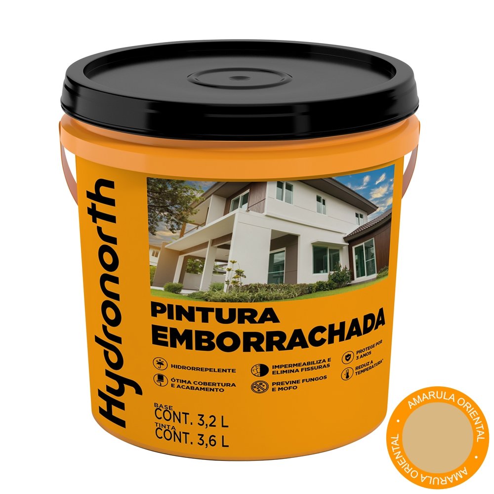 Pintura Emborrachada Hydronorth Impermeabilizante Amarula Oriental Galão 3,6 Litros