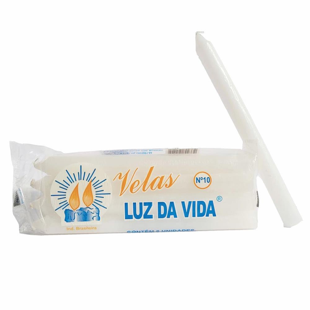 Vela Luz da Vida Numero 10 Branca Contem 24 Pacotes Com 8 Unidades