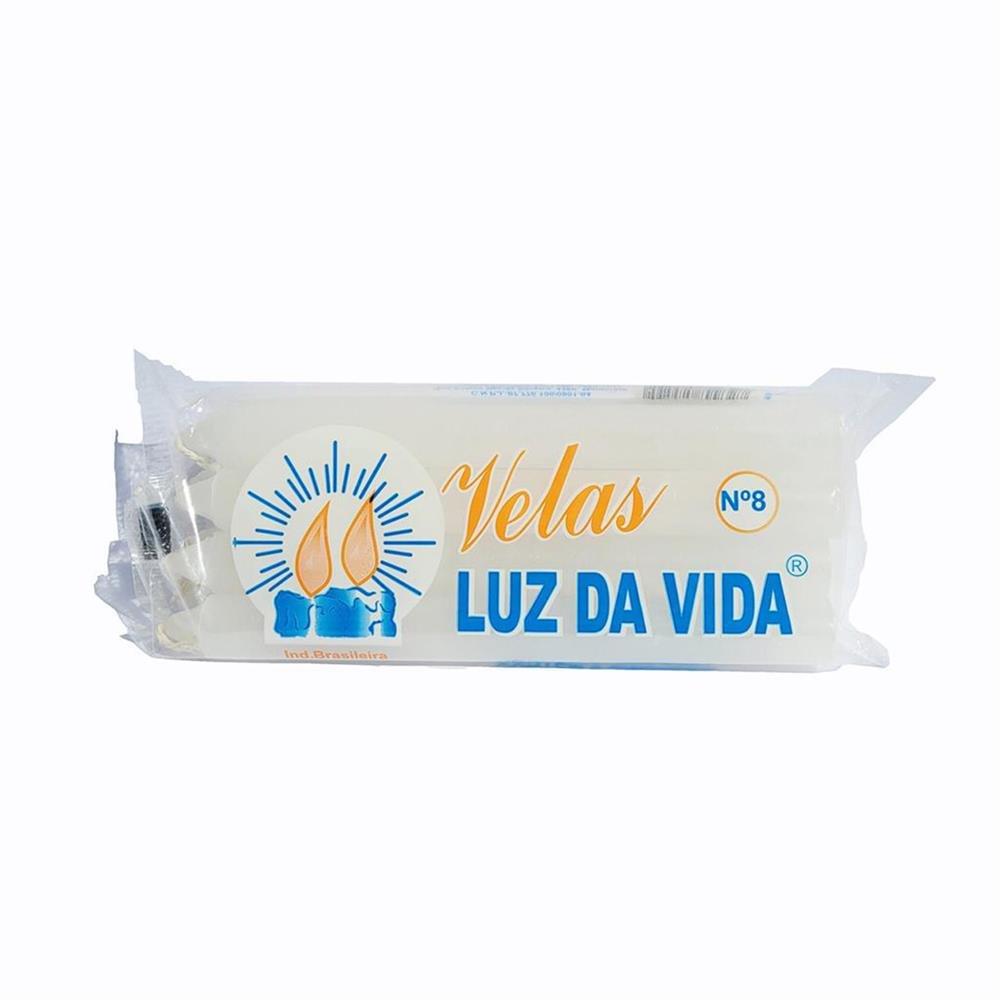 Vela Luz da Vida Numero 08 Branca Contem 24 Pacotes Com 8 Unidades