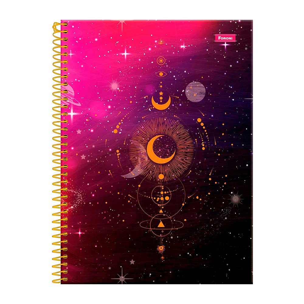 Caderno Espiral Foroni Universitário Capa Dura Cosmos 15 Matérias 240 Folhas - Embalagem com 2 Unidades