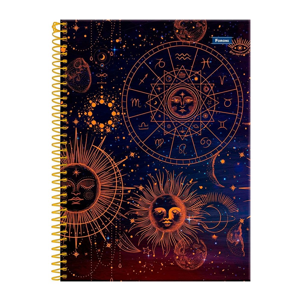 Caderno Espiral Foroni Universitário Capa Dura Cosmos 15 Matérias 240 Folhas - Embalagem com 2 Unidades