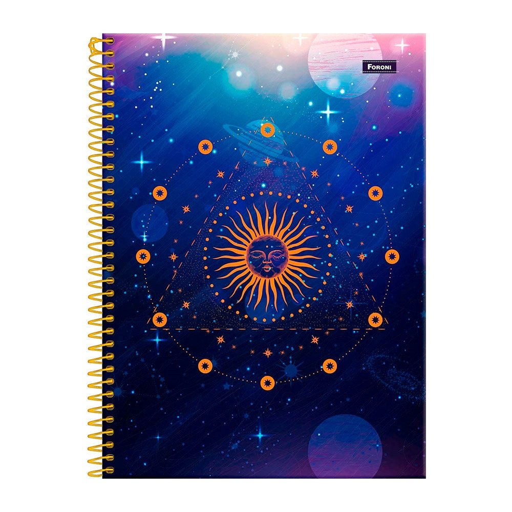 Caderno Espiral Foroni Universitário Capa Dura Cosmos 15 Matérias 240 Folhas - Embalagem com 2 Unidades