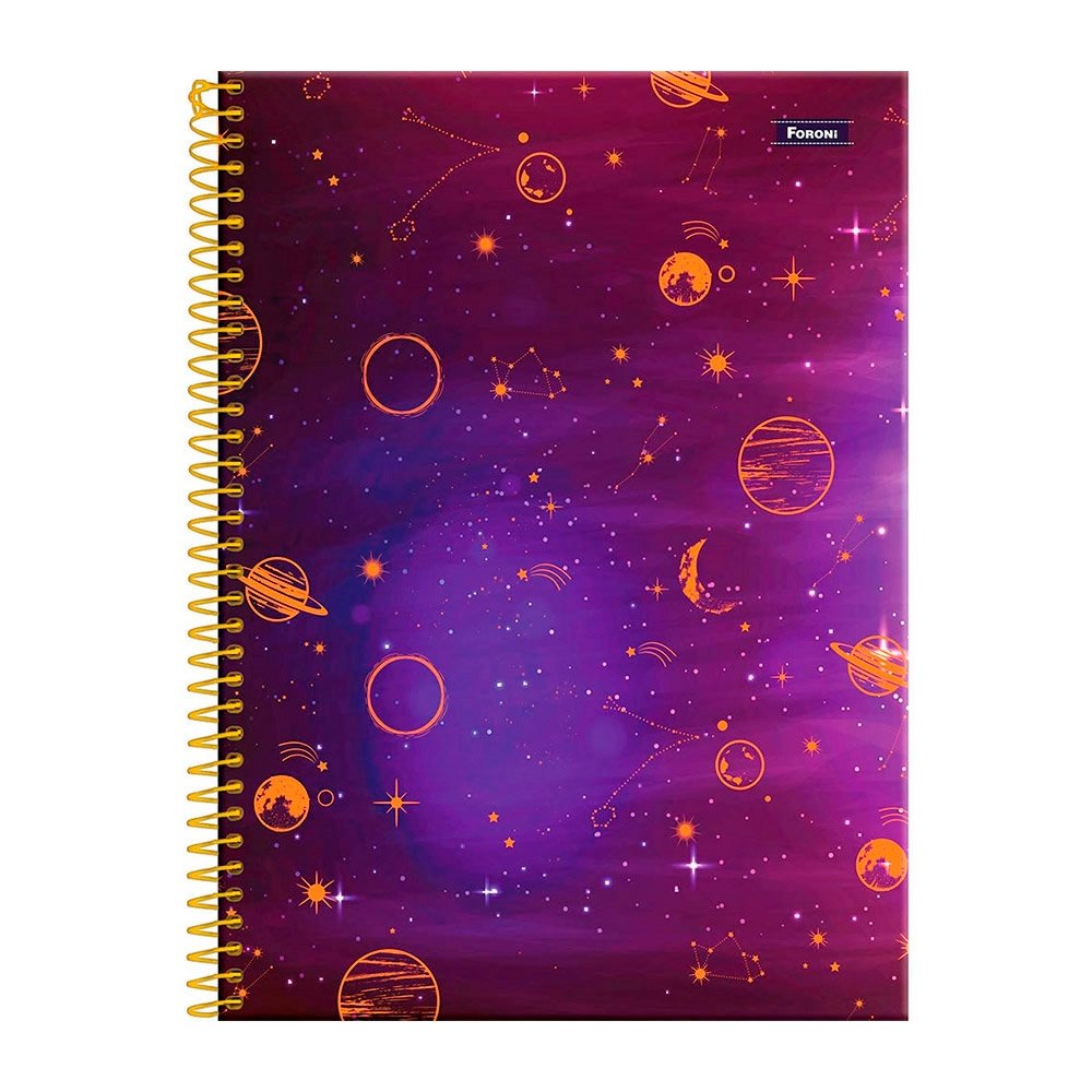Caderno Espiral Foroni Universitário Capa Dura Cosmos 15 Matérias 240 Folhas - Embalagem com 2 Unidades