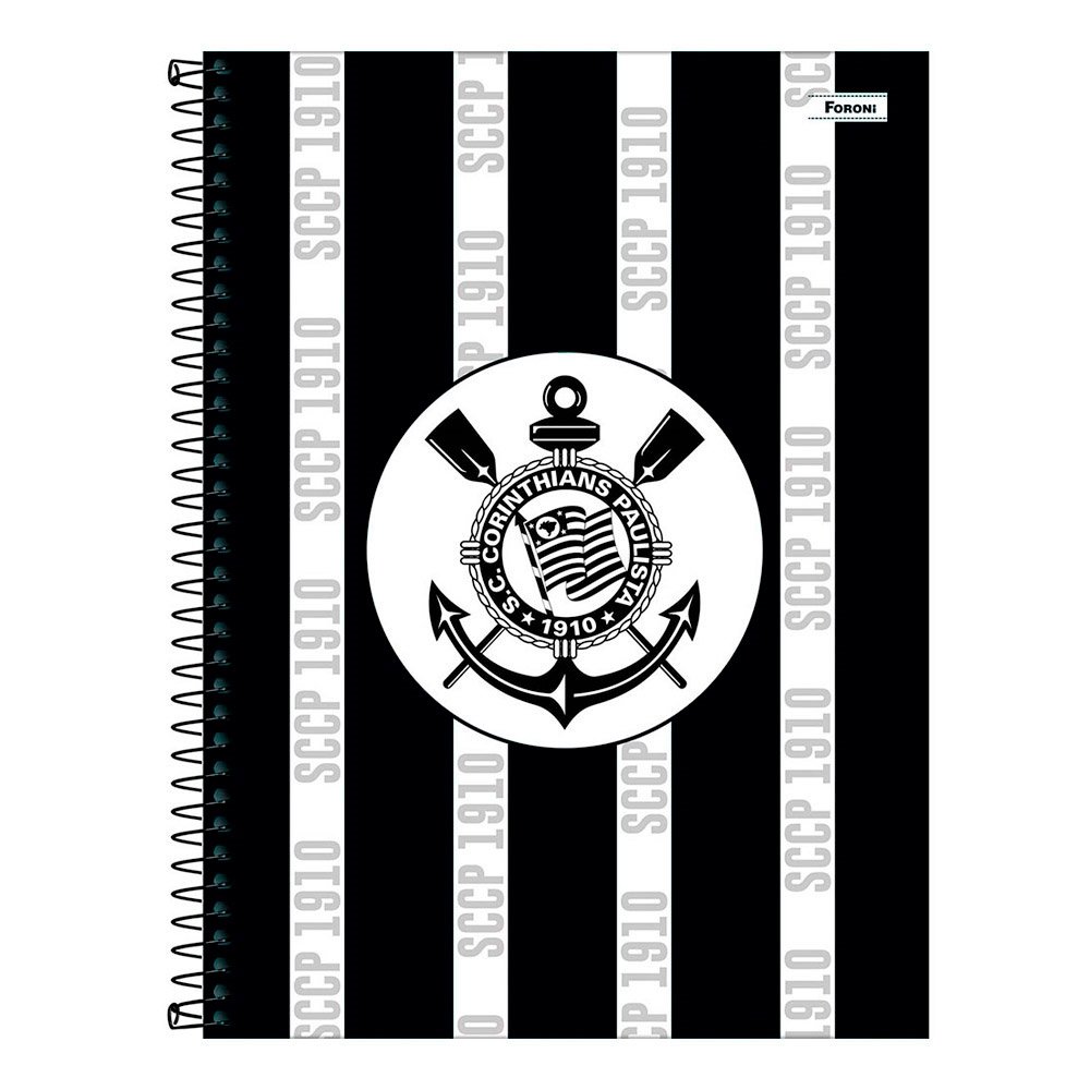 Caderno Espiral Foroni Universitário Capa Dura Corinthians 15 Matérias 240 Folhas - Embalagem com 2 Unidades
