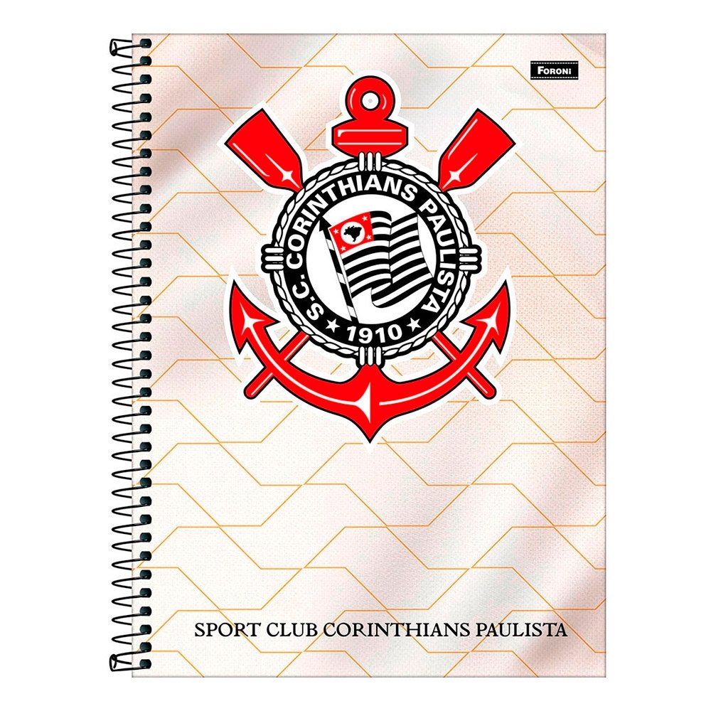 Caderno Espiral Foroni Universitário Capa Dura Corinthians 15 Matérias 240 Folhas - Embalagem com 2 Unidades