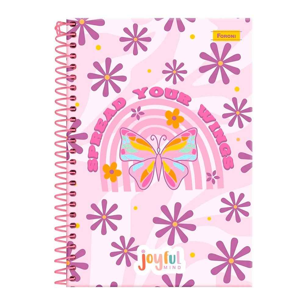 Caderno Espiral Foroni Universitário Capa Dura Joyfull 15 Matérias 240 Folhas - Embalagem com 2 Unidades