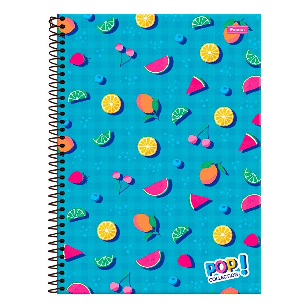 Caderno Espiral Foroni Universitário Capa Dura Pop Collection 15 Matérias 240 Folhas - Embalagem com 2 Unidades