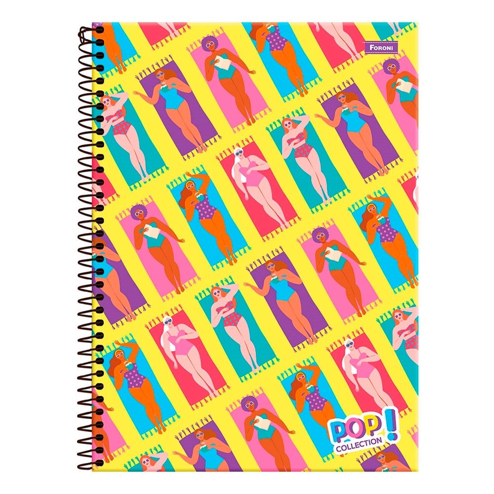 Caderno Espiral Foroni Universitário Capa Dura Pop Collection 15 Matérias 240 Folhas - Embalagem com 2 Unidades