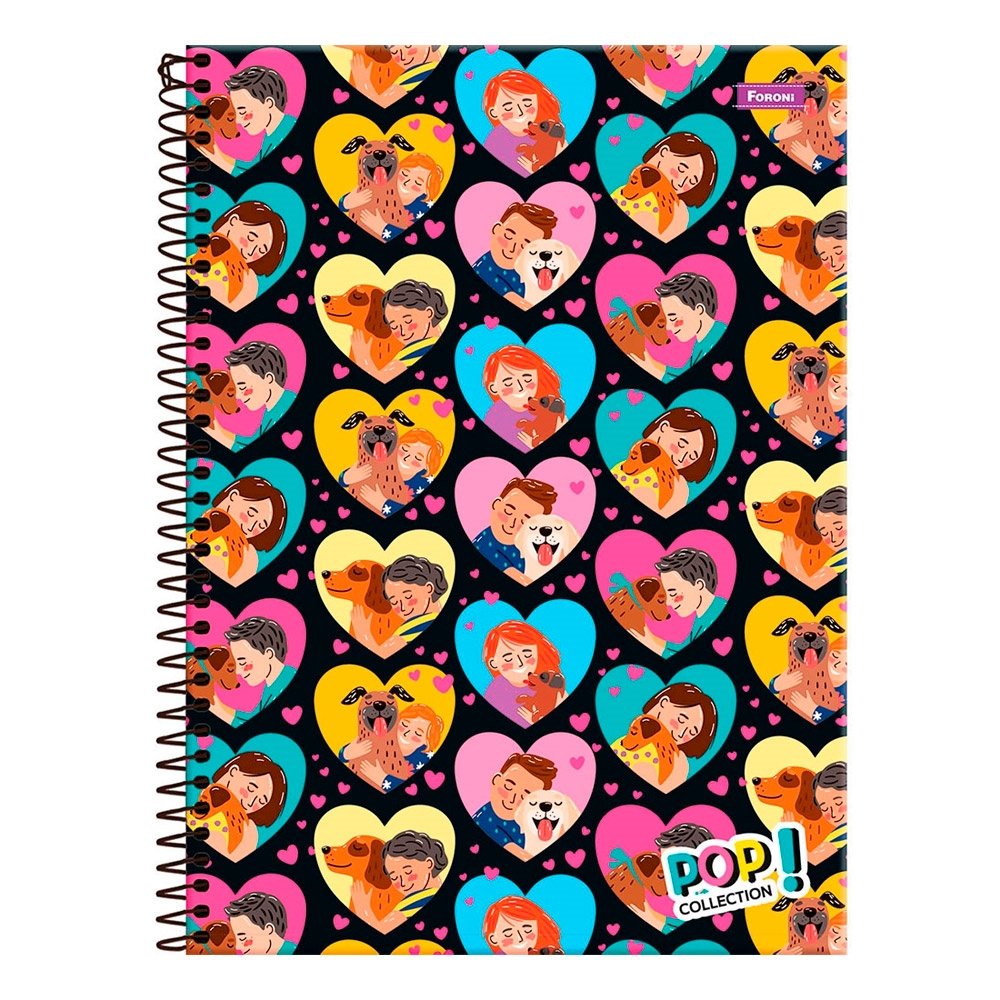 Caderno Espiral Foroni Universitário Capa Dura Pop Collection 15 Matérias 240 Folhas - Embalagem com 2 Unidades