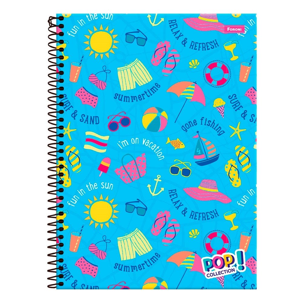 Caderno Espiral Foroni Universitário Capa Dura Pop Collection 15 Matérias 240 Folhas - Embalagem com 2 Unidades