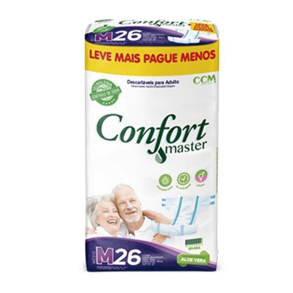 Fralda Geriatrica Confort Master Jumbo M 26 Unidades