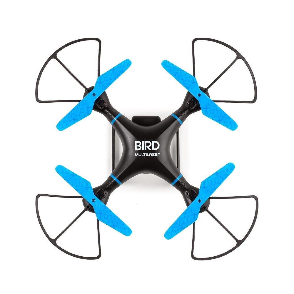 Drone Multilaser Bird Camera HD 1280P Bateria 22 minutos Alcance de 80m Flips em 360° Controle remoto Preto/Azul - ES255
