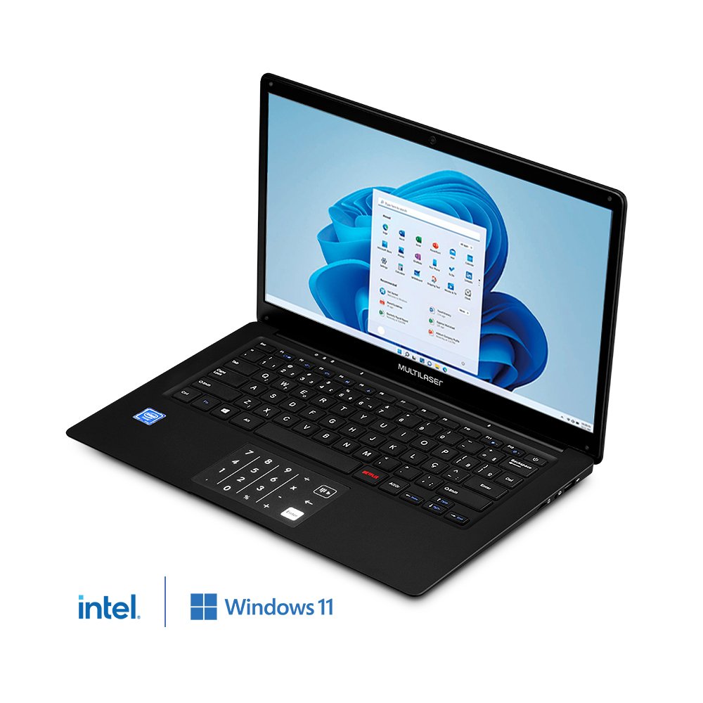 Notebook Multilaser Legacy Book Intel Celeron 4gb 64gb 14,1" Windows 11 Preto + Microsoft 365 Personal Com 1tb Na Nuvem Pc270