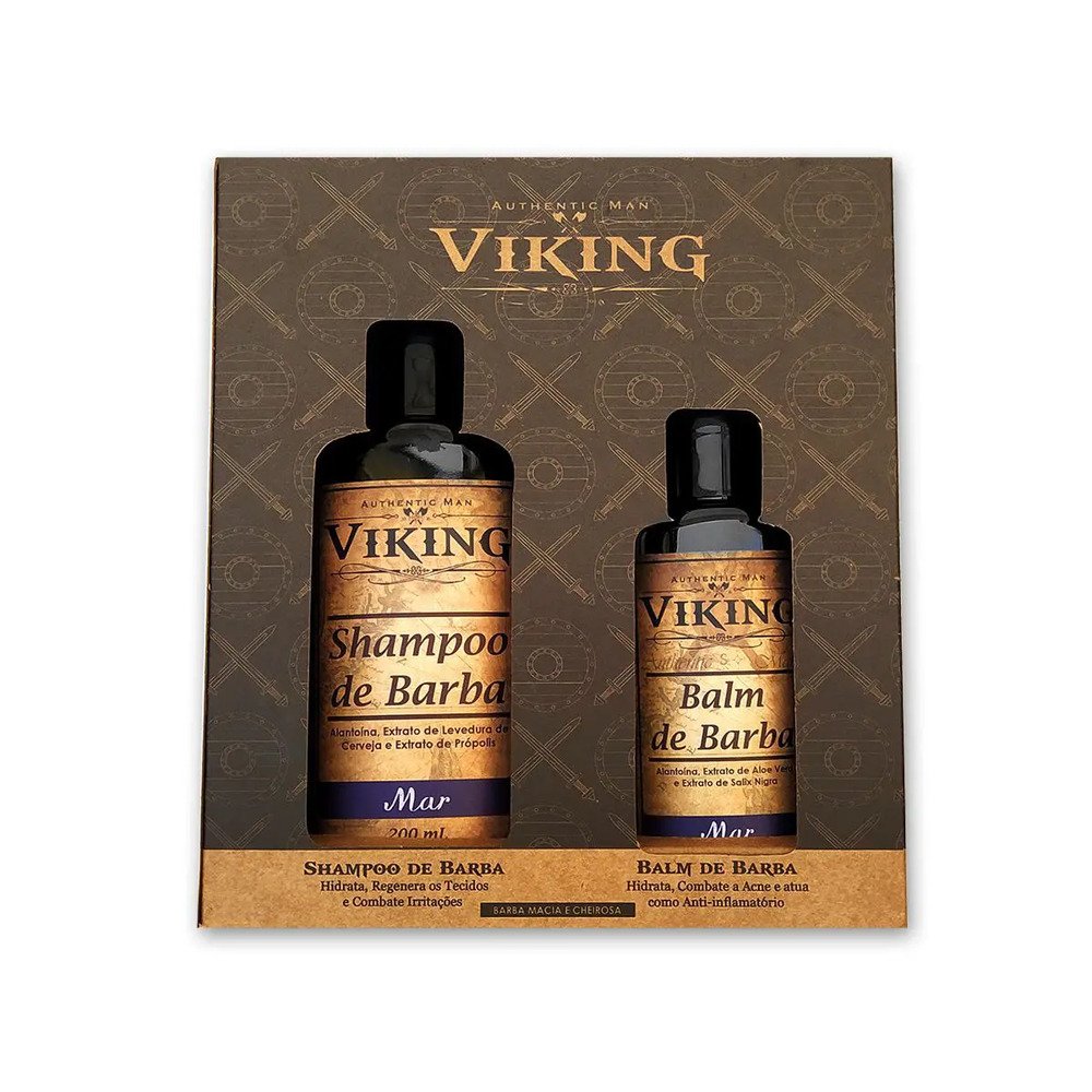Kit de Barba Shampoo 200ML e Balm 140ML Mar - Viking