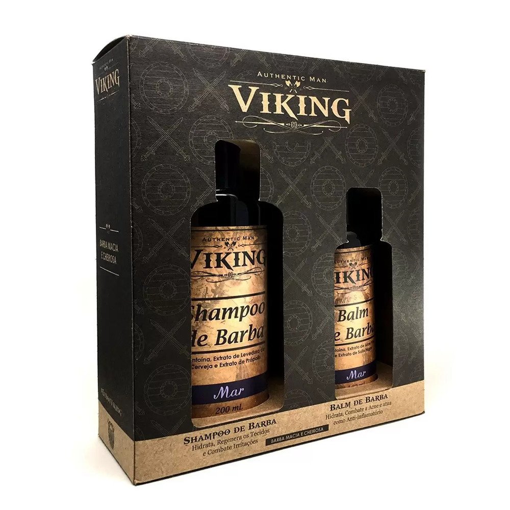 Kit de Barba Shampoo 200ML e Balm 140ML Mar - Viking