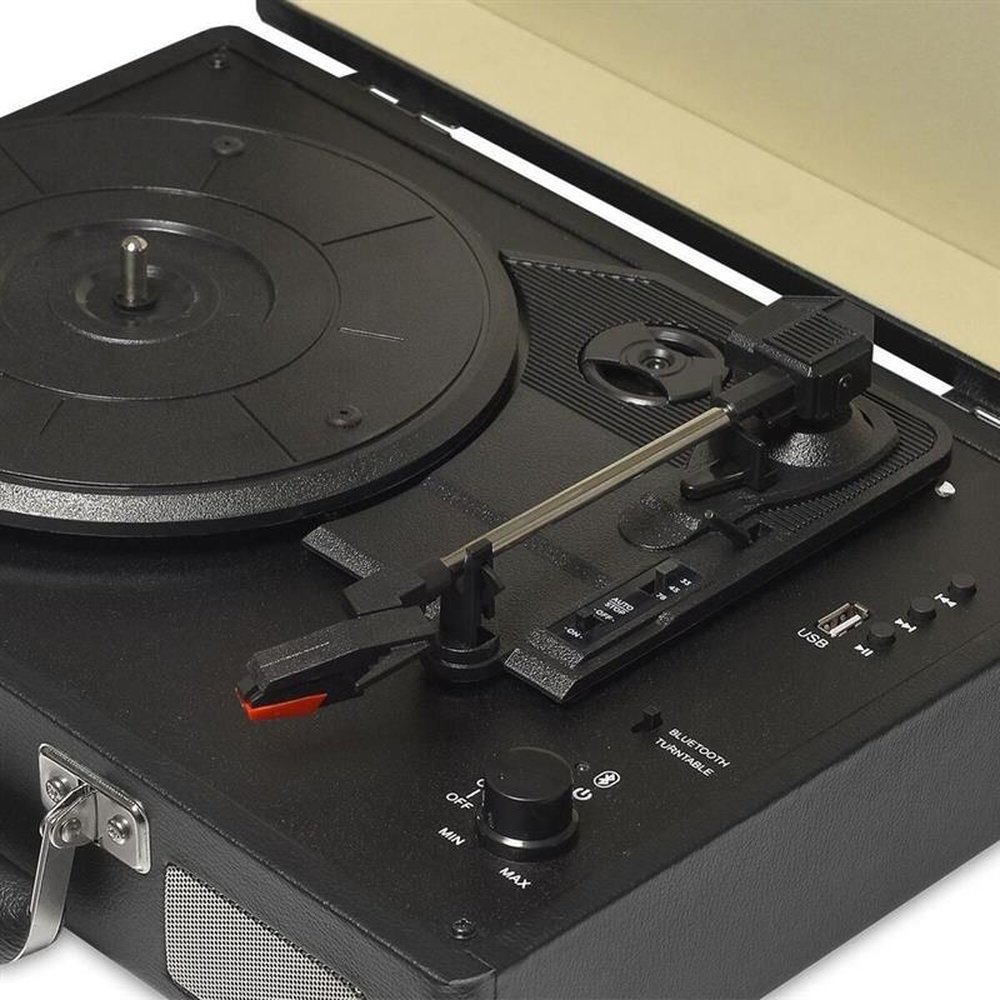 Vitrola Raveo Sonetto Chrome Bluetooth Usb Saída Auxiliar preta
