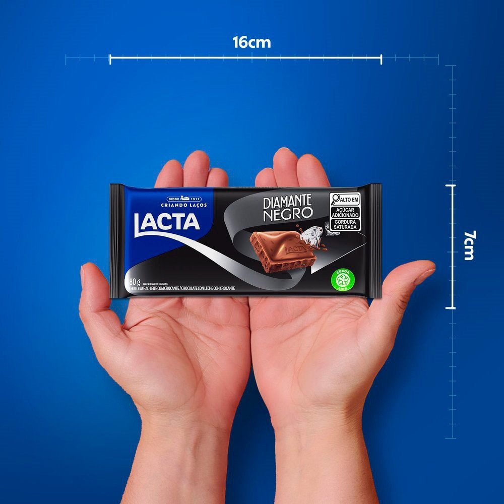 Chocolate Lacta Diamante Negro Ao Leite 80g - Caixa com 17 Unidades