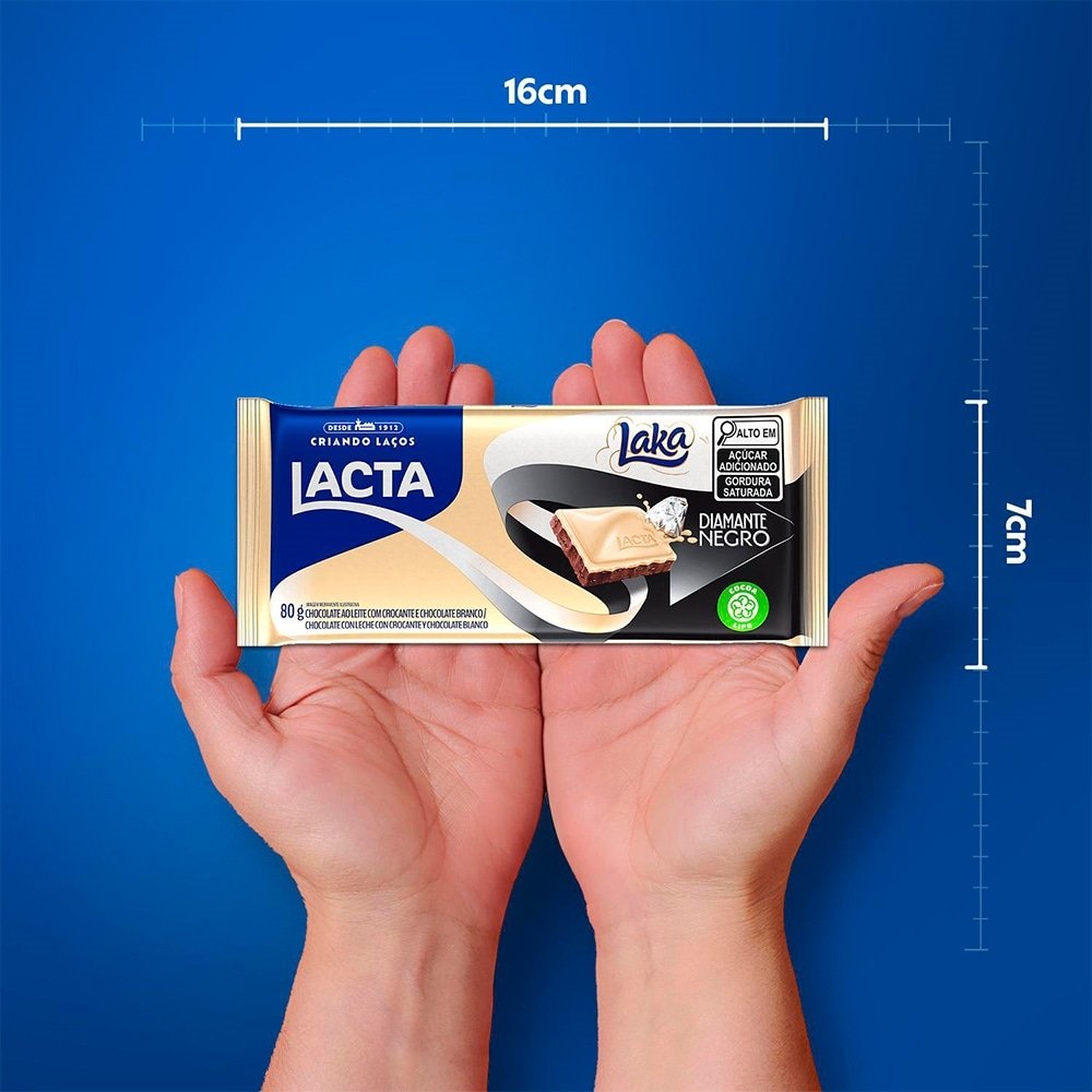 Chocolate Branco e ao Leite Diamante Negro Lacta Laka 80g - Display com 17 Unidades