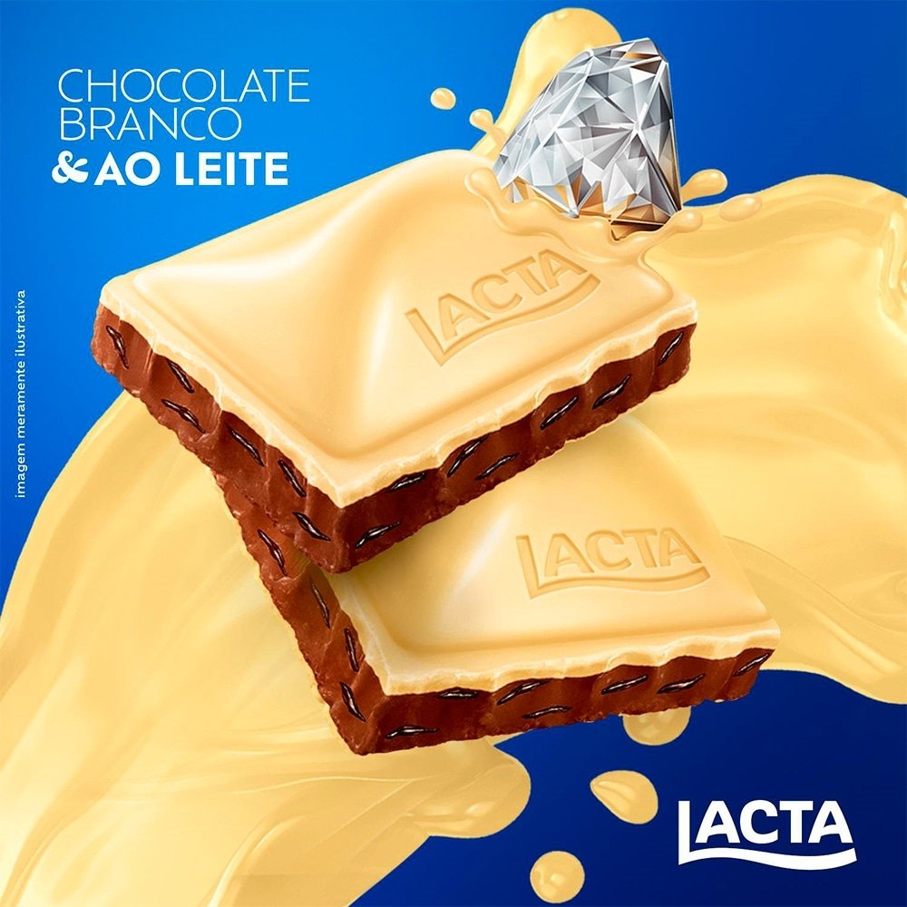Chocolate Branco e ao Leite Diamante Negro Lacta Laka 80g - Display com 17 Unidades