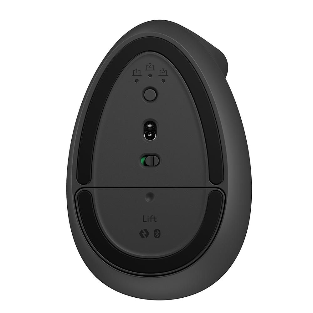 Mouse Sem Fio Logitech Lift, 4000 DPI, 6 Botoes, Bluetooth, Ergonomico, USB, Grafite - 910-006466