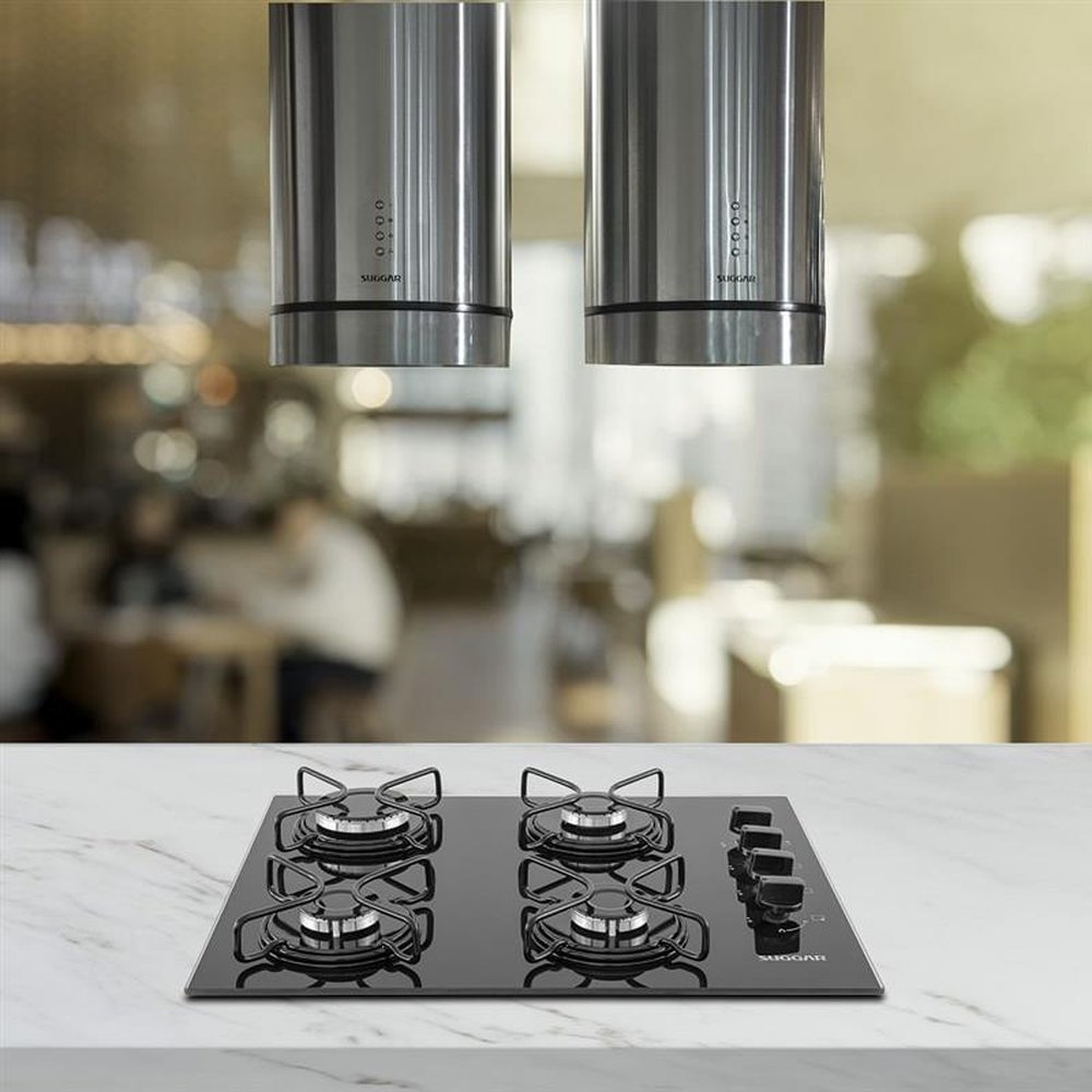 Fogão de Mesa Cooktop 4 bocas Vidro Preto à gás - Suggar FG4004AVP